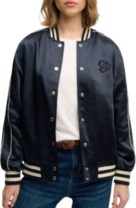 Superdry Varsity Satin Bomber Jacket Dames Wit