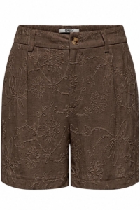 Only Siesta Hw Linen Bl Emb Shorts Dames Bruin