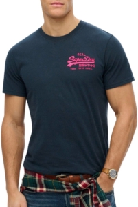 Superdry VL EMBROIDERED RELAXED TEE Heren T-shirt Marineblauw