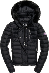 Superdry Fuji Slim Double Ziphood Sportjas casual – Vrouwen Zwart