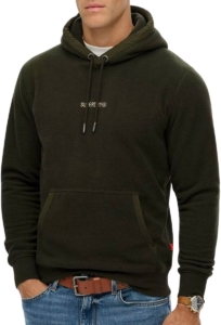 Superdry Micro Logo Fleece Hoodie Heren Donkergroen