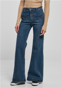 Urban Classics Ladies’ Vintage Flared Jeans Jeans W26L33 Blauw