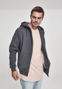 Urban Classics Blank Zip Hoody Heren Vest met capuchon – M Houtskool