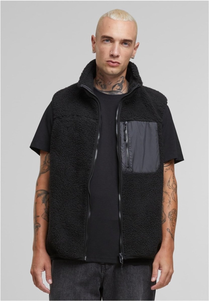 Urban Classics Sherpa Mouwloos jacket S Zwart