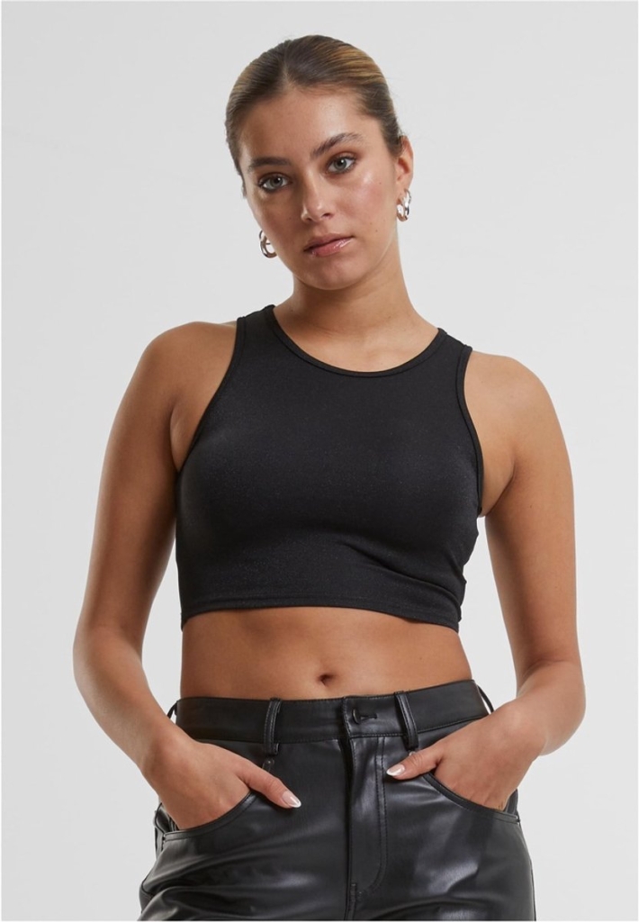 Urban Classics Glitter Crop top 5XL Zwart