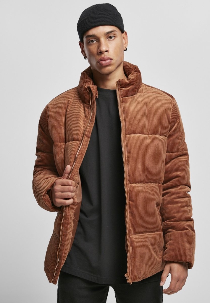Urban Classics Boxy Corduroy Puffer winterjas S Bruin