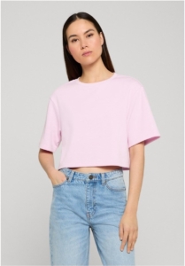 Urban Classics Ladies Light Terry Cropped Tee Dames T-shirt – S Roze