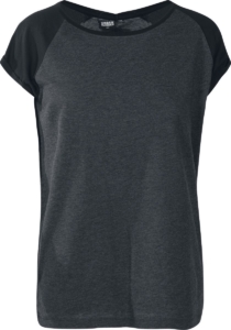 Urban Classics Contrast Raglan Tee Dames T-shirt houtskool/ XS Zwart