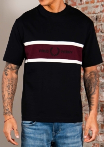 Fred Perry Embroidered panel t-shirt Zwart