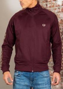 Fred Perry Contrast tape track jacket champagne Oxblood