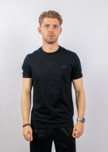 Fred Perry Mesh Taped Ringer T-Shirt Zwart