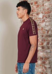Fred Perry Contrast tape ringer t-shirt champagne Oxblood