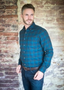 GCM heren blouse flanel petrol Blauw