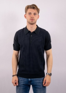 Fred Perry Tonic Waffle Knitted Shirt Blauw