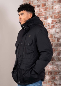 Fred Perry Patch pocket puffer jacket Zwart