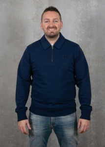 Fred Perry Zip Neck Collar Sweatshirt Blauw