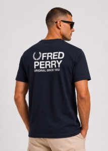 Fred Perry Back print fred perry text t-shirt Blauw