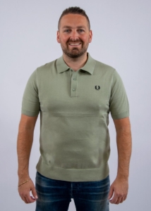 Fred Perry Cotton Knitted Shirt Seagrass Groen