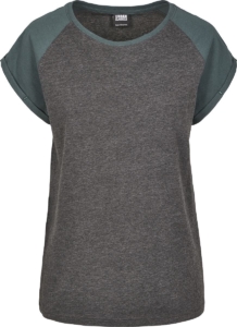 Urban Classics Contrast Raglan Tee Dames T-shirt houtskool/ M Groen