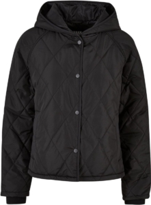 Urban Classics Oversized Diamond Quilted Hooded Jacket XS Zwart