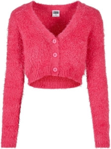 Urban Classics Cropped Feather Cardigan XXL Roze