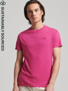 Superdry Heren tshirt Geborduurd Vintage Logo T-shirt van biologisch katoen 5es – Magenta Marl