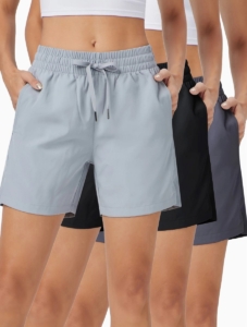 Livano Korte Broek Dames Spijkerbroek met Zakken Volwassenen Jongens Shorts 3 Pcs /Lichtgrijs/Donkergrijs Zwart