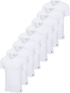 8-pack adidas V-Hals T-shirt Heren V-Hals Katoen Wit
