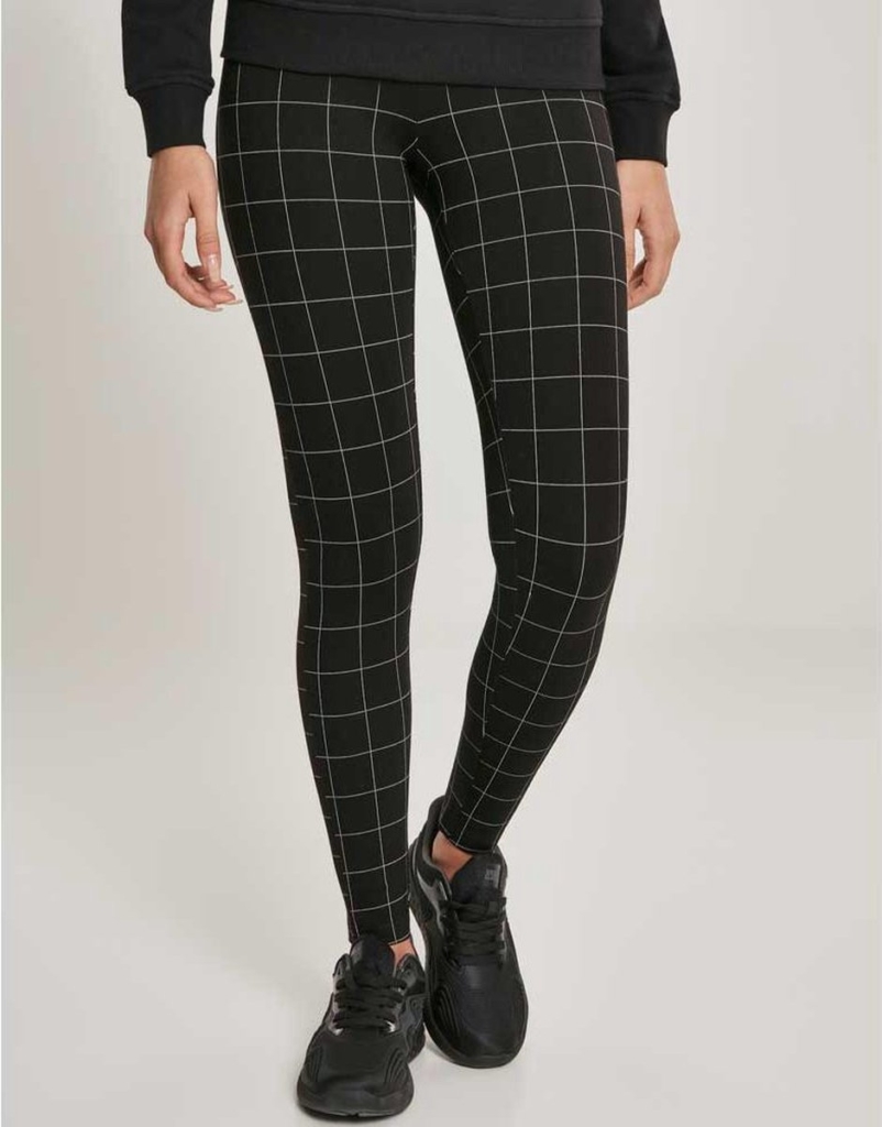 Urban Classics Check High Waist Dames Legging – M Zwart