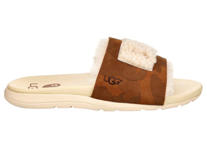 UGG Xavier Fur Logo Slide A Bathing Ape Chestnut
