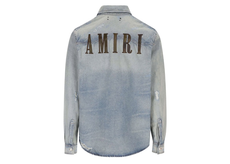 AMIRI Buttoned Distressed Shirt Light Indigo