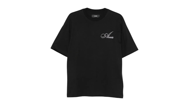 AMIRI Cryst Script Logo LJ Skate Tee Zwart