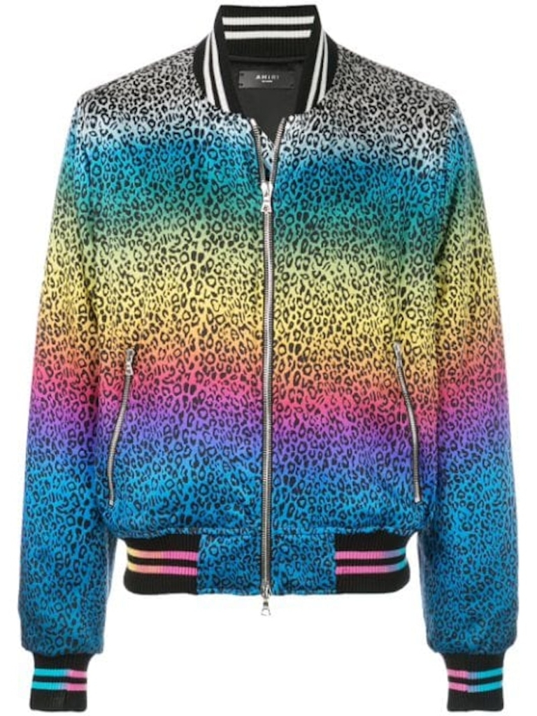 AMIRI Leopard Rainbow Bomber Jacket Multicolor