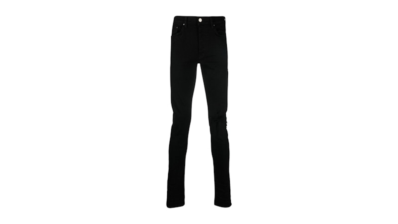 AMIRI Slim Fit Broken Ripped Jeans Zwart