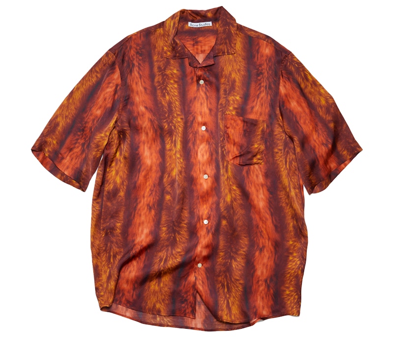 Acne Studios Fur Print Button-Up Shirt Rood