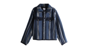 ADER error Collared Striped Pattern Button Jacket Blauw