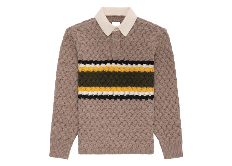 Aime Leon Dore Basketweave Knit Rugby Beige
