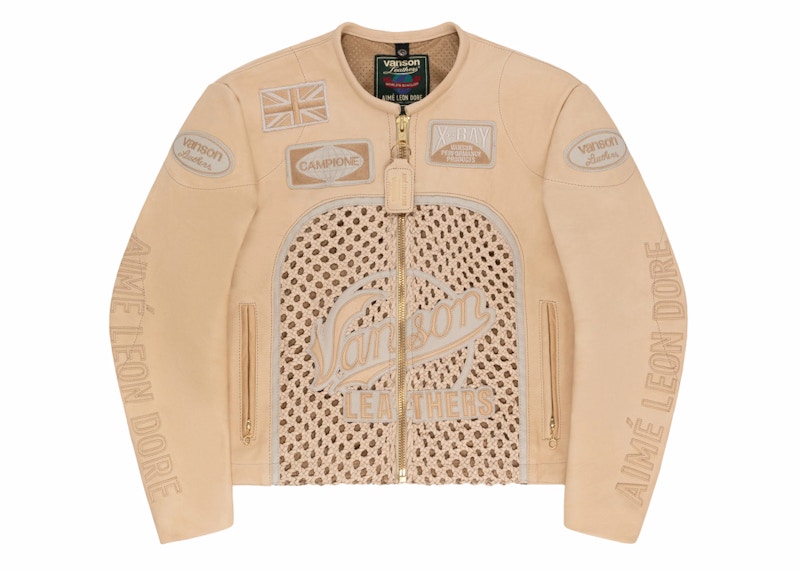 Aime Leon Dore Vanson Raffia Leather Jacket Tan