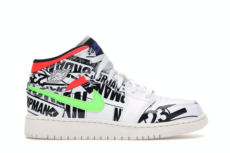 Jordan 1 Mid All Over Logos Zwart