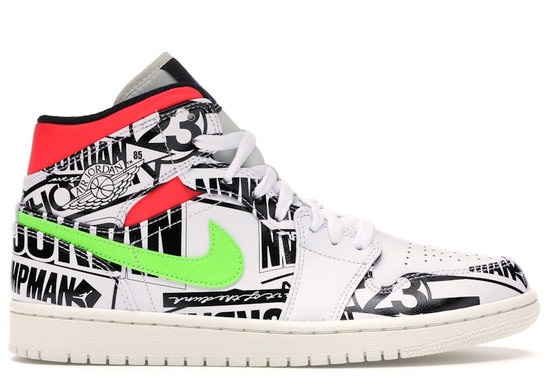 Jordan 1 Mid All Over Logos Zwart