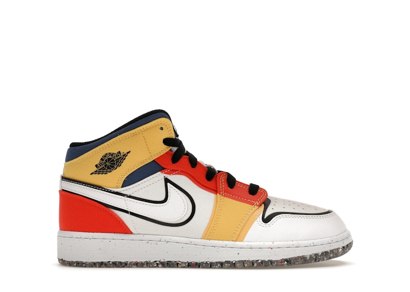 Jordan 1 Mid Multi-Color Canvas Zwart