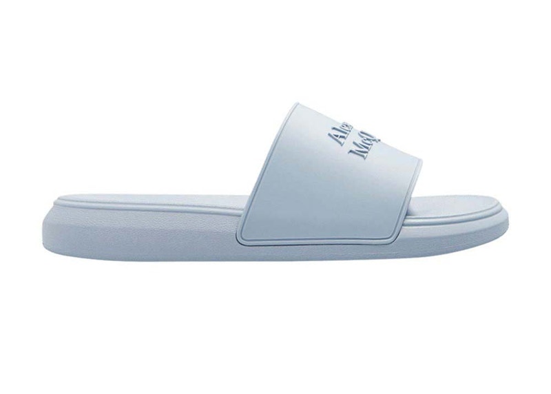 Alexander McQueen Pool Slides Light Blauw