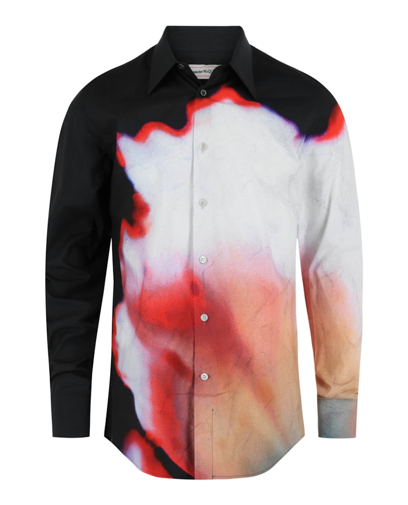 Alexander McQueen Solarized Floral Print Button Up Shirt Multi Multicolor