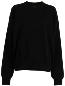 Alexander Wang Embossed Logo Ribbed Pullover Zwart