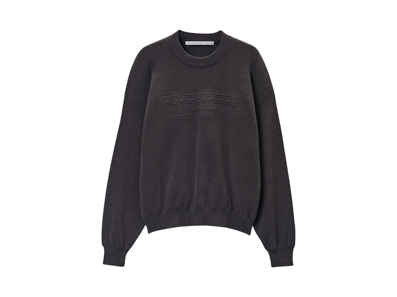 Alexander Wang Embossed Logo Ribbed Pullover Grijs