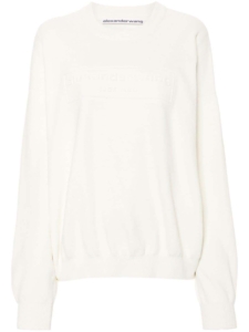 Alexander Wang Embossed Logo Ribbed Pullover Soft Wit