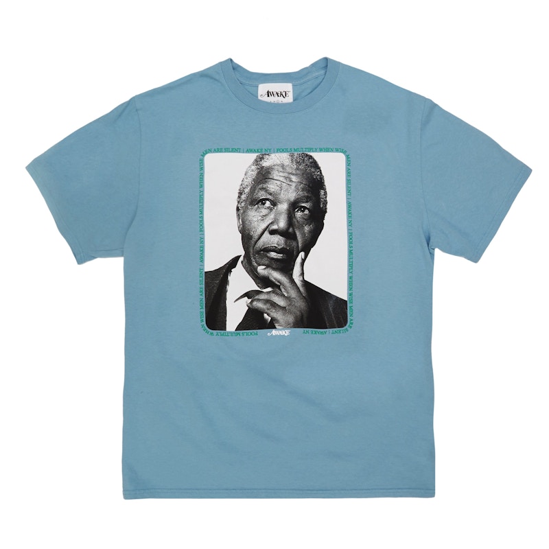 Awake Mandela Tee Washed Blauw