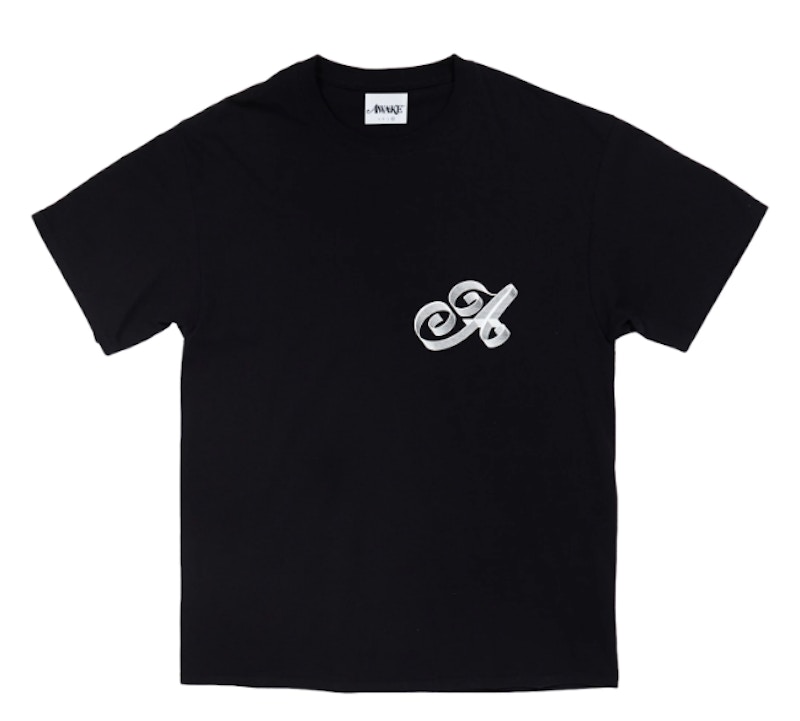 Awake Ribbon Script Logo Tee Zwart