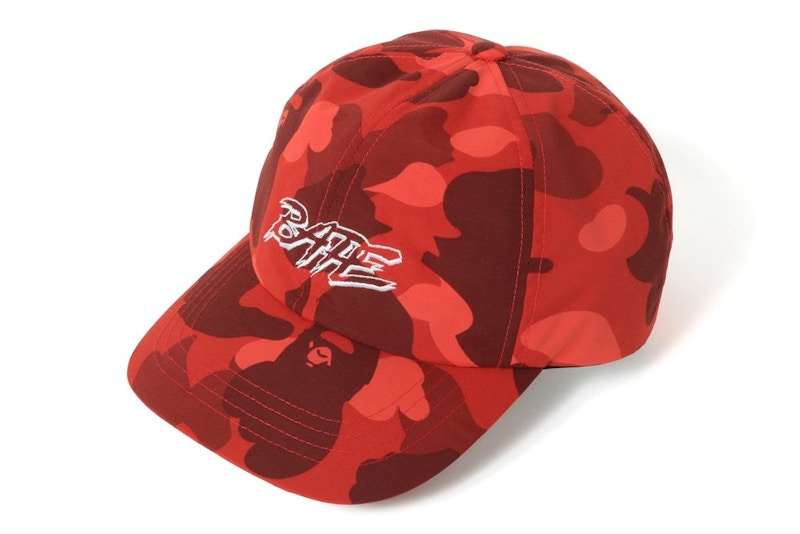 BAPE A Bathing Ape Color Camo Panel Cap Rood