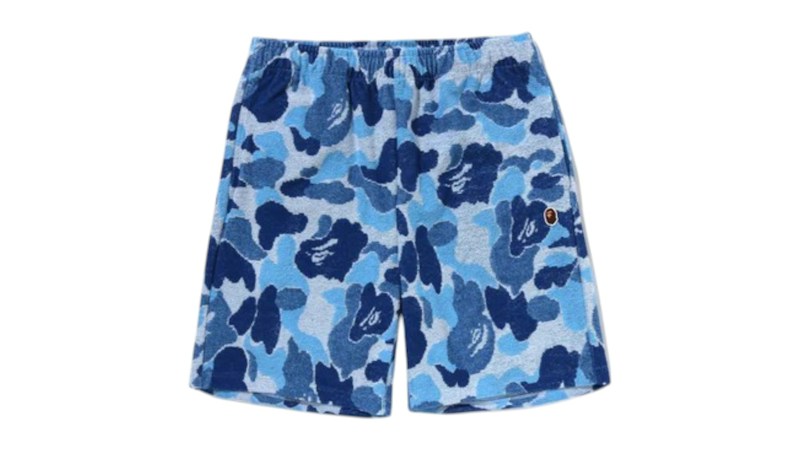 BAPE ABC Camo Pile One Point Sweat Shorts Blauw
